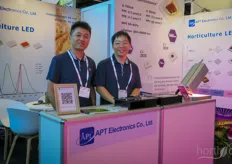 APT Electronics makes horticulture LED lights. On the photo are Jeffen Ren and ZhiPing Lin.
