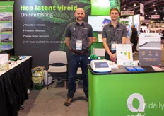 Coilin Walsh and Bryant Davenport of Agdia. The company has tests that detect one of the toughest viroids cannabis growers can deal with: Hop latent viroid 