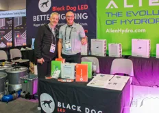 Joe DeFries and Justin Aarestad of Black Dog LED and Alien Hydroponics. The Alien V-System was displayed for the first time in North America 