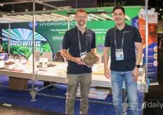 Thomas Barthram and Jesse Thompson of Hydrotek Hydroponics, showing the new Cultiwool ECO line