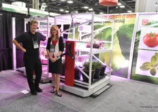 Jerome Doucet & Line Magier with Montel, showing their mobile racking solutions for the horticultural industry