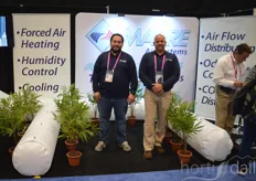 Dominic Paulhus and Mike Neutel of Mabre demonstrating their greenhouse airflow solution