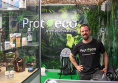 Pau Isern of Prot-Eco, who brought along their organic products for cannabis cultivation.