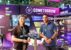 Alessia and Ruben of Cometogrow. The company was handing out sunglasses, so that visitors could take a proper look at their bright LED lights.