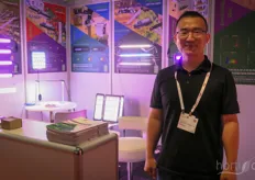 SunnyPower New Energy produces lights for Cannabis production.  On the photo is Maphets Mei, Sales Manager.
