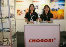 Chogori makes LED connectors. The company is from Shenzhen. On the photo are Yang Bei and Yvonne Liu.