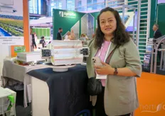 Ailux (Hebei) Sci & Tech produces lighting equipment for horti applications. On the photo is Yang Xiao Xia. The company started 12 years ago, the team is very happy to be at GreenTech.