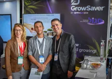 From the right: Zoar Malka with Sanuvox at the company's booth together with Milo Tarshish with Sagol-Tec and Tami Durst