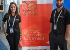 TheraCann was there too, showing an innovative solution for cannabis traceability. From the left: Celia Villareal and Christian Bureau
